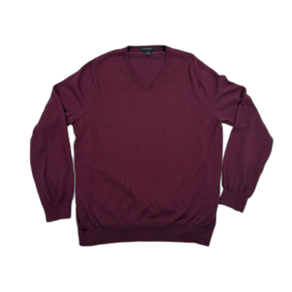 J.Crew Italian Merino Wool V-Neck Sweater Burgundy Size L Lightweight